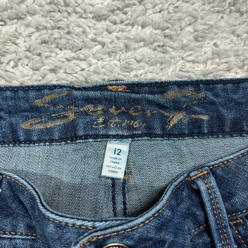 SEVEN7 Jeans Womens 12 Weekend Easy Fit Boyfriend Dark Wash Raw Hem - Picture 2 of 5